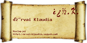 Árvai Klaudia névjegykártya