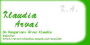 klaudia arvai business card
